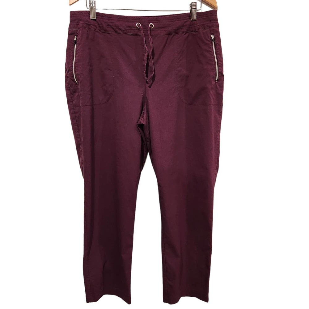 Weekends By Chico's Womens Burgundy Drawstring Joggers Size 3 16 Loungewear